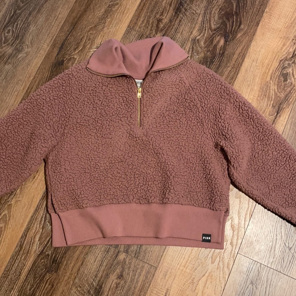 VS PINK Sherpa Half Zip in Mauve